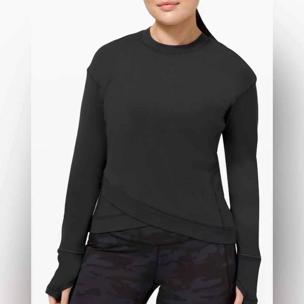 Lululemon Close To Crossing Workout Long Sleeve Top Size 4 Rulu Black